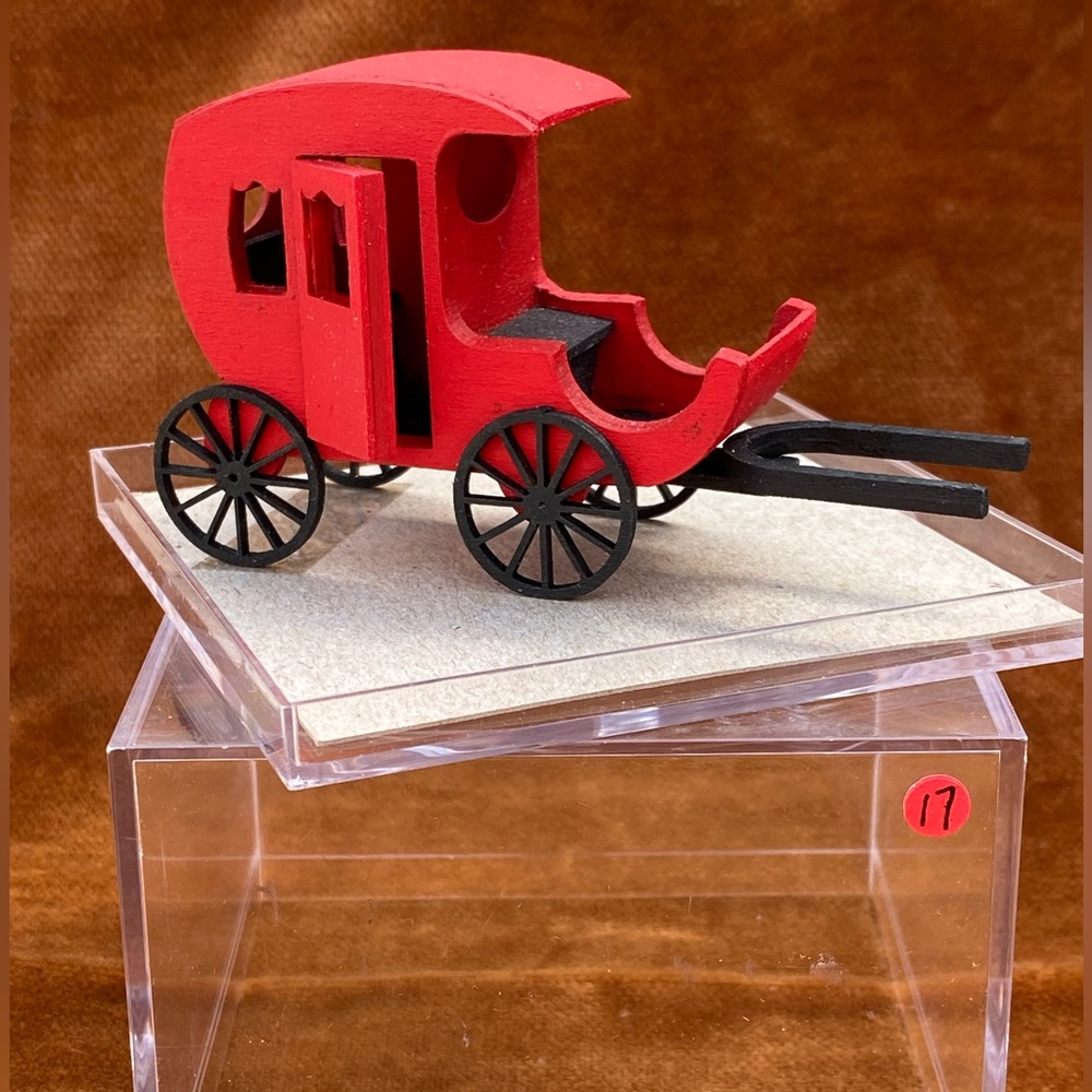 Miniature 1/4” Artisan Display Sample Red & Black dollhouse Carriage wagon
